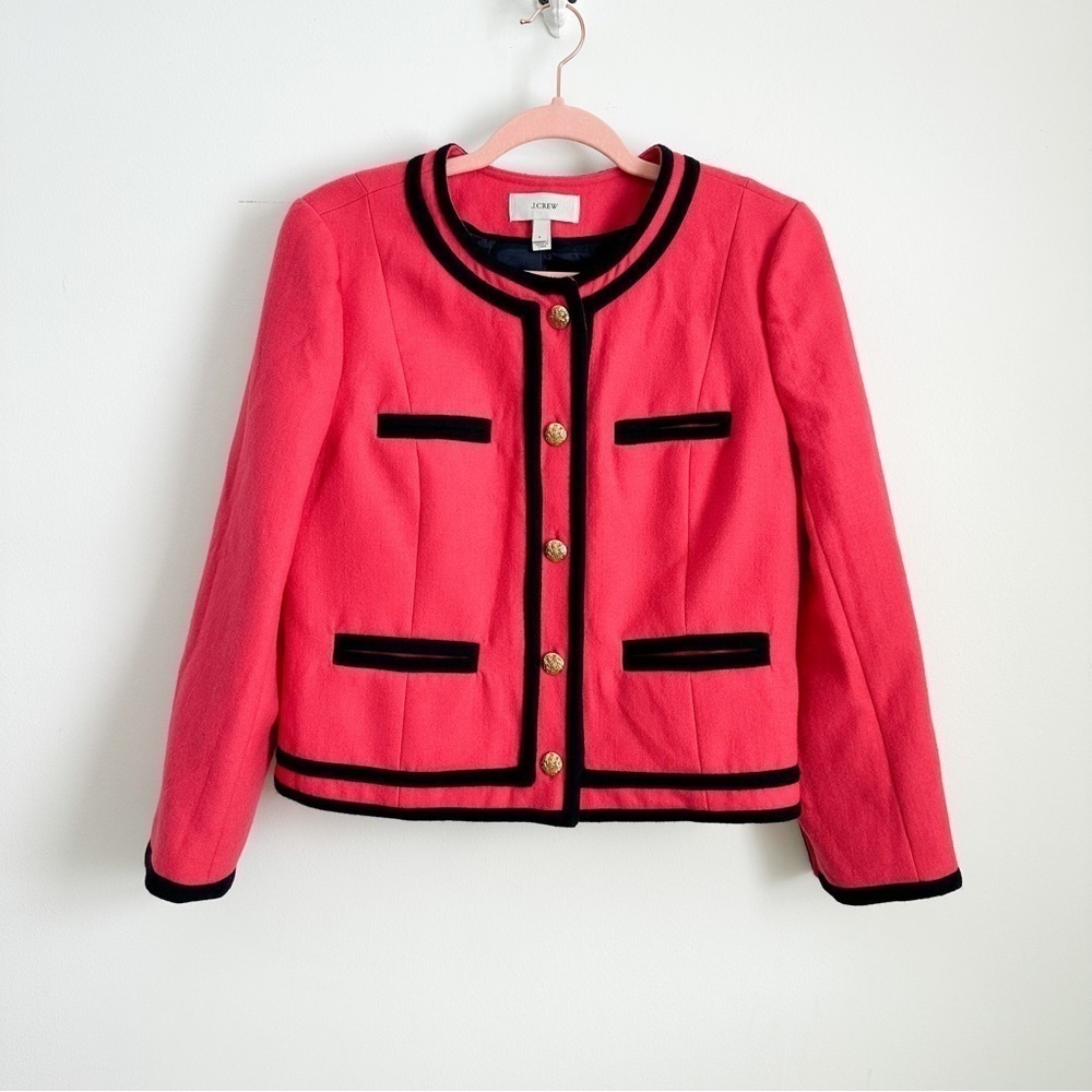 J. Crew Pink Navy Classic Brass Button Cropped Blazer sz 8 - Picture 7 of 15